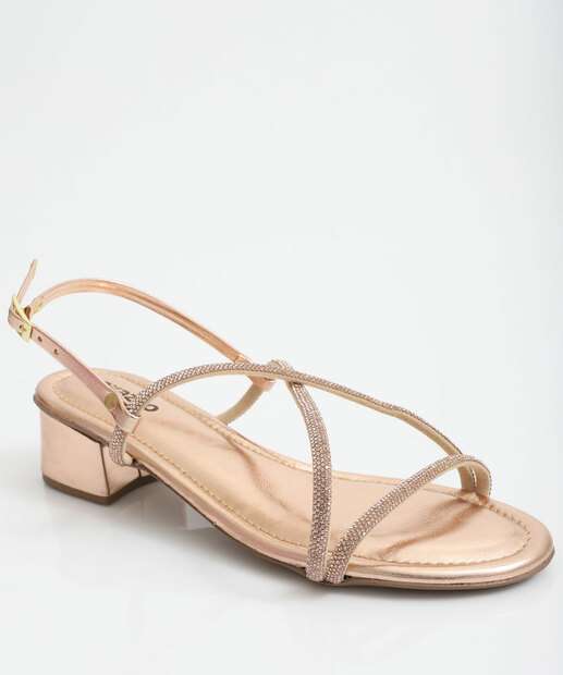 Image_Sandália Feminina Salto Grosso Metalizada Rosê