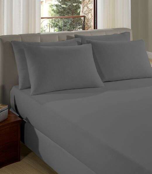 Image_Lençol Casal Premium Fio Penteado Liso Vivaldi Cinza
