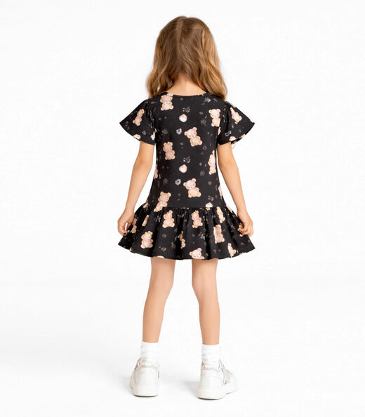 Vestido Infantil em Cotton Leve Trick Nick Preto