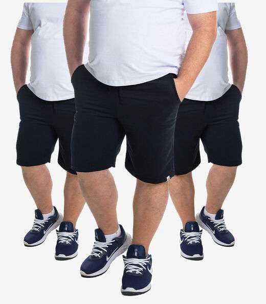 Image_Kit 3 Bermudas Masculina Moletom Plus Size Select Preto