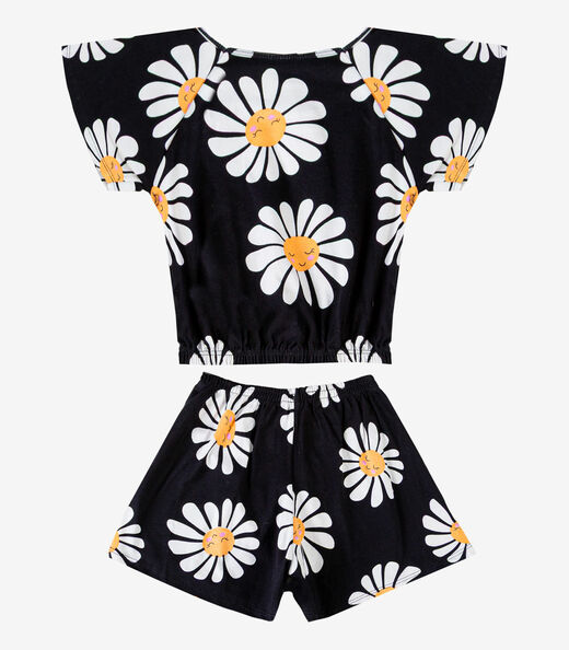 Conjunto Infantil Menina Blusa E Short Select Preto
