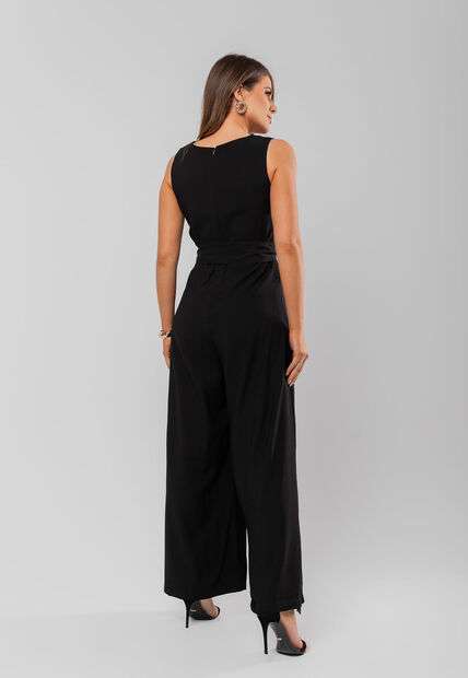 Macacão Regata Feminino Alfaiataria Pantalona Preto Salvatore Fashion