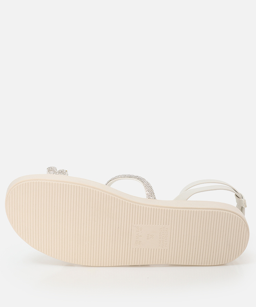 Sandália Flatform Strass Feminina Via Uno Off White