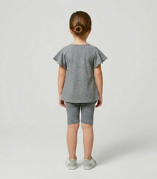 Conjunto Infantil Feminino Blusa E Ciclista Select Cinza