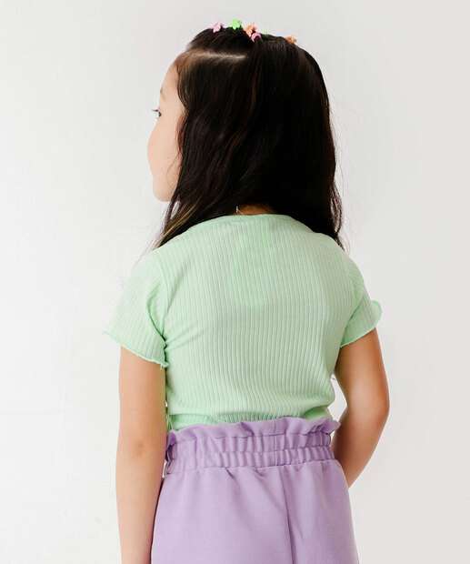 Blusa Infantil Canelada Manga Curta Tam 4 a 10
