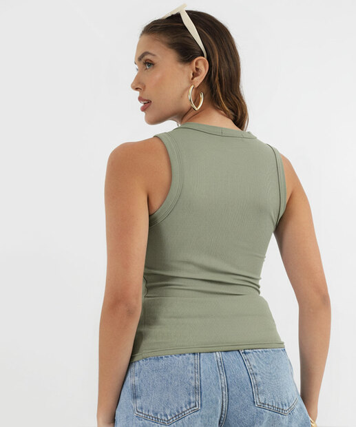 Blusa Regata Feminina Canelada Marisa Verde