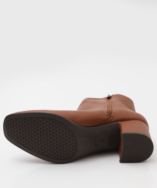 Bota Feminina Cano Curto Salto Grosso Via Uno 172027 Marrom