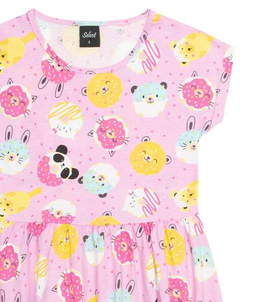 Vestido Infantil Estampado Select Rosa