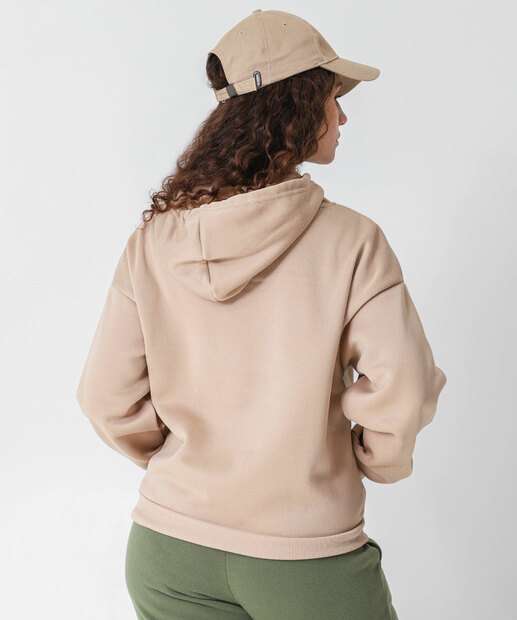 Blusão Feminino Moletom Flanelado Mickey Bege