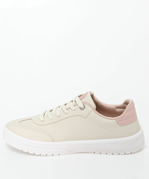 Tênis Casual Feminino Recorte Moleca Rosa