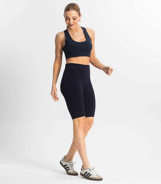 Bermuda Ciclista Feminina em Cotton Pesado Select Azul