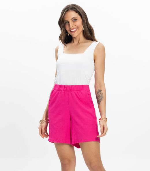 Image_Bermuda Feminina Tecido Linho Rovitex Rosa