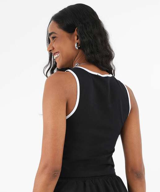 Blusa Regata Feminina Frase Listras Marisa Preto