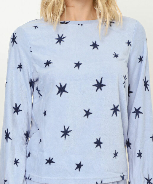 Pijama Feminino Estampa Estrelas Marisa Azul