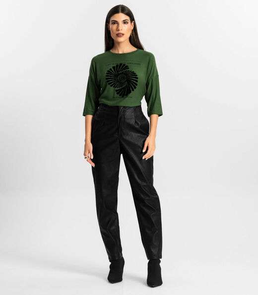 Blusa Feminina Manga 7/8 Viscose Endless Verde