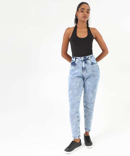 Image_Calça Mom Jeans Strass Bolsos Azul