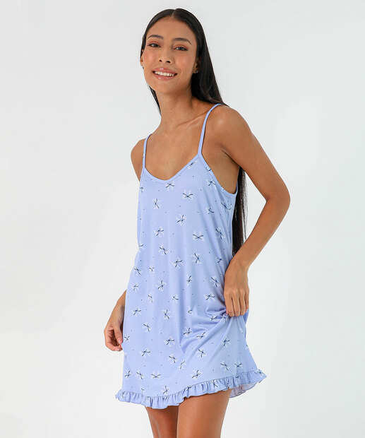 Image_Camisola Estampa Laços Alças Finas Marisa Azul