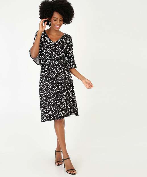 Vestido Feminino Estampado Manga 3/4 Marisa