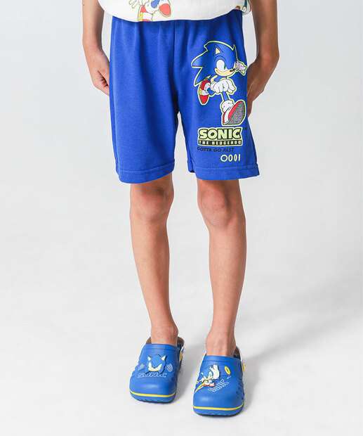 Conjunto Infantil Manga Curta Sonic Tam 4 a 10 Off White