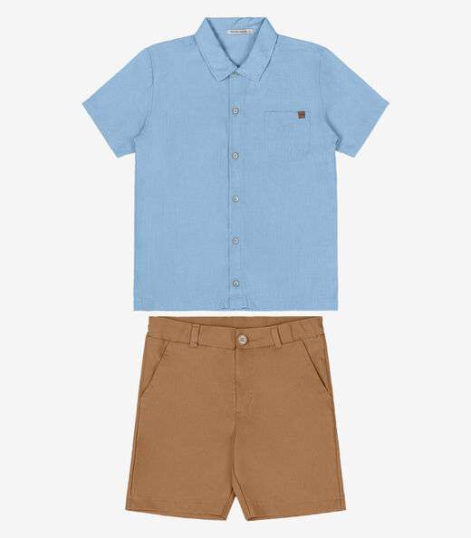 Conjunto Infantil Camisa Com Bermuda Trick Nick Azul