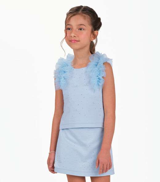 Conjunto Blusa com Shorts Saia Menina Trick Nick Azul