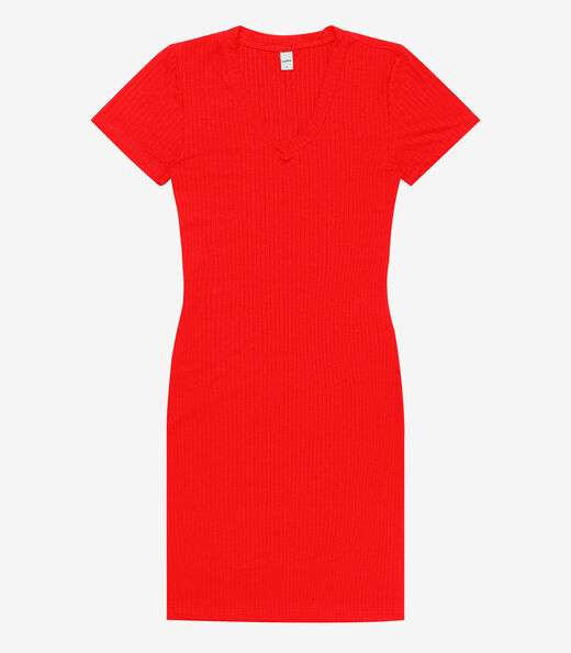 Vestido Feminino Em Ribana Canelada Rovitex Laranja