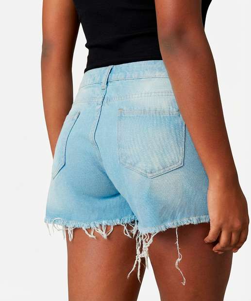 Short Jeans Feminino Boyfriend Barra Desfiada