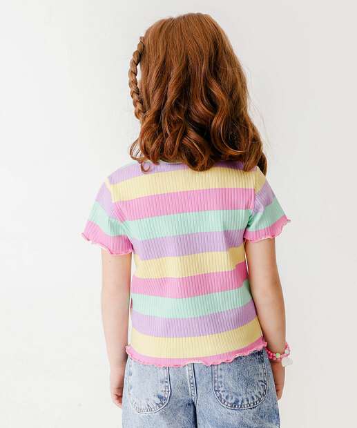 Blusa Infantil Listrada Canelada Marisa Tam 4 a 10