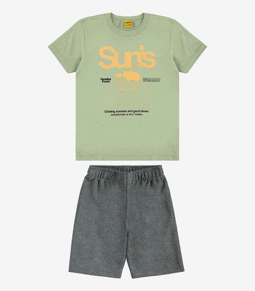 Conjunto Infantil Camiseta Com Bermuda Rovi kids Verde