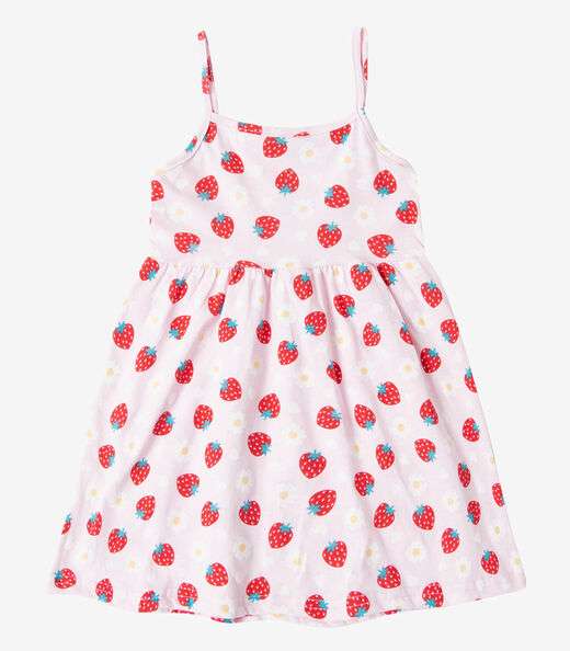 Vestido Infantil Estampado de Alcinha Bju Kids Rosa