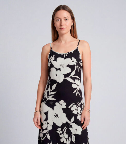 Vestido Midi Com Alças Finas Infinita Cor Preto