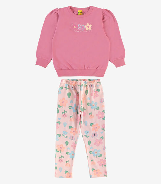 Conjunto Moletom Blusão Com Calça Rovi Kids Rosa