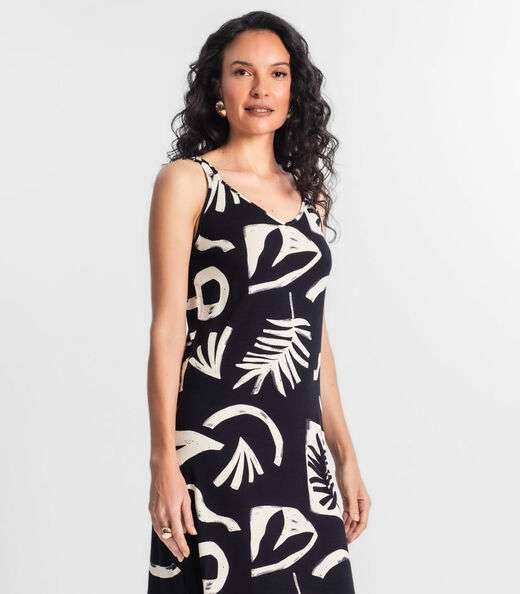 Vestido Estampado Rovitex Bege