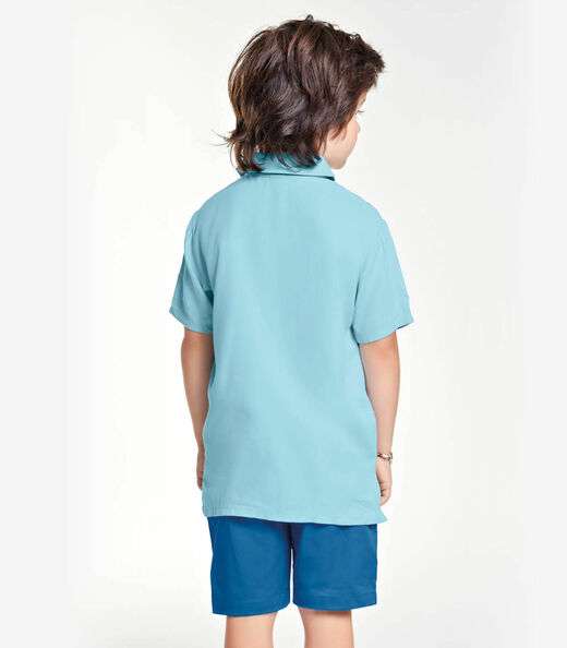 Bermuda Infantil Em Sarja Trick Nick Azul