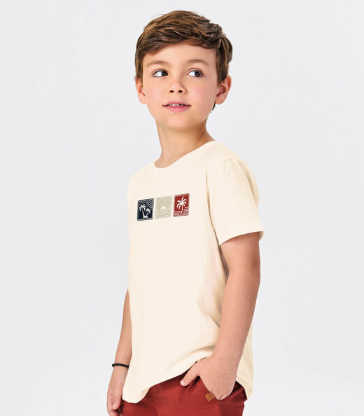 Conjunto Infantil Camiseta Com Bermuda Trick Nick Bege