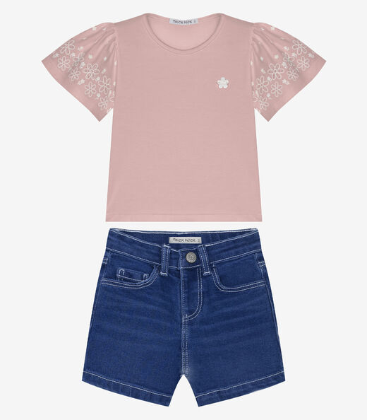 Image_Conjunto Infantil Blusa Com Shorts Trick Nick Rosa