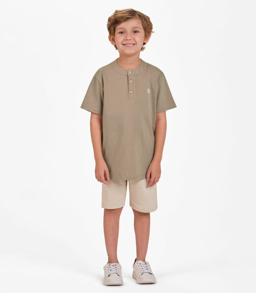 Camiseta Meia Malha Menino Trick Nick Marrom