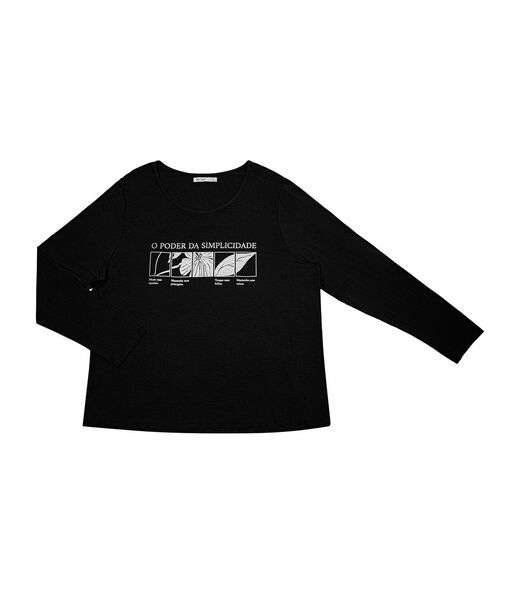 Blusa Manga Longa Viscotorcion Secret Glam Preto