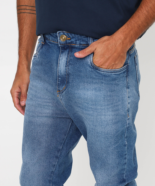 Calça Masculina Jeans Skinny Bolsos Azul