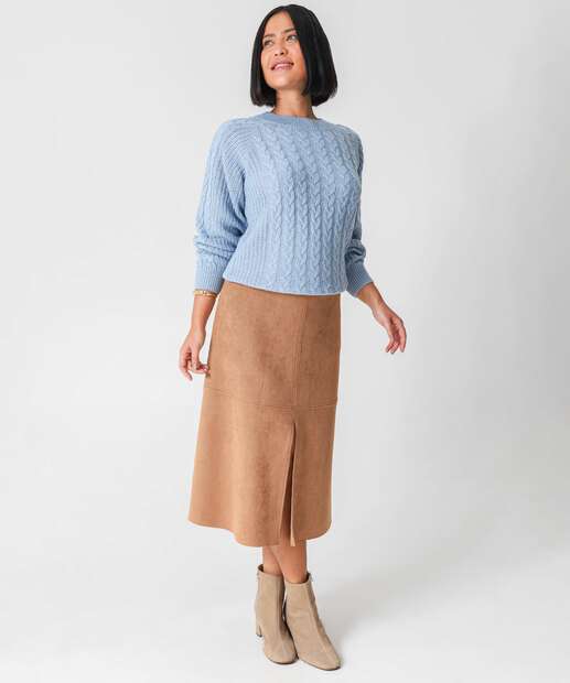 Suéter Feminino Trançado Textura Marisa Azul