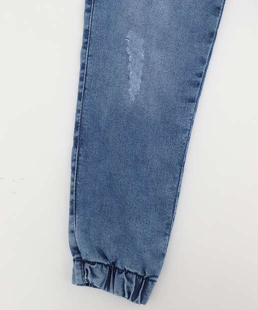 Calça Infantil Jogger Jeans Puídos Tam 4 a 8 Azul
