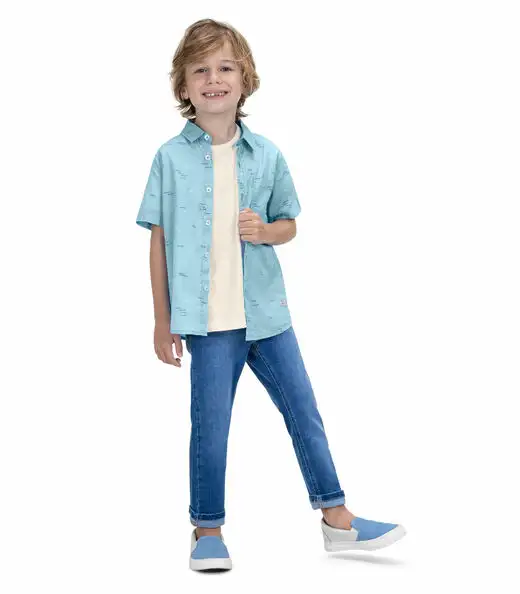 Camisa Infantil Menino Estampada Trick Nick Azul