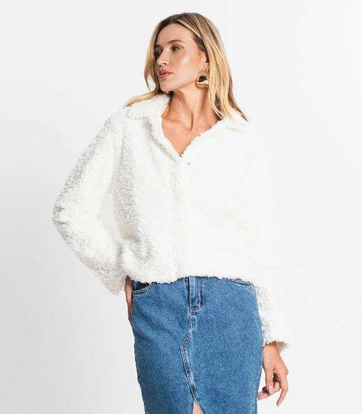 Casaco Teddy Alpaca Feminino Endless Off White