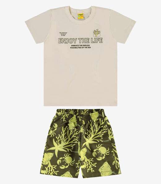 Image_Conjunto Infantil Camiseta Com Bermuda Rovi Kids Bege
