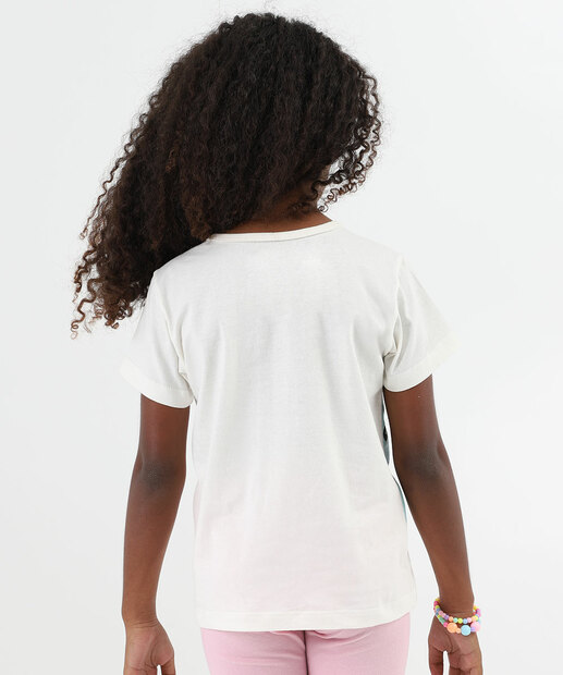 Blusa Infantil Meninas Super Poderosas Tam 4 a 10 Off White