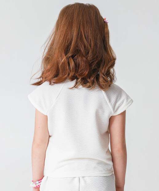 Blusa Infantil Textura Marisa Tam 4 a 10 Off White