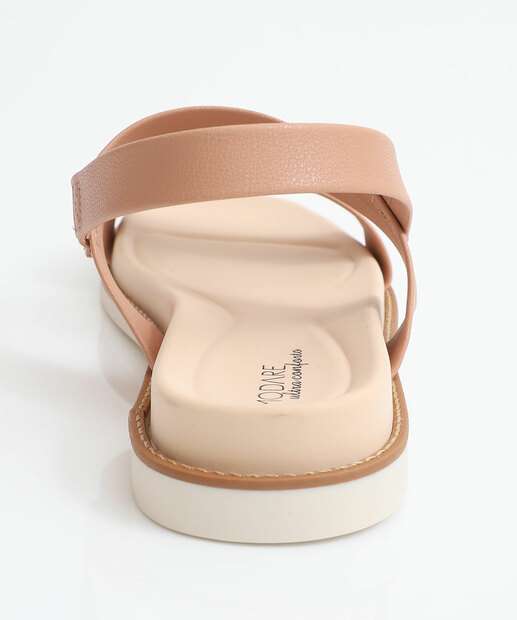 Sandália Feminina Rasteira Pedras Modare Bege