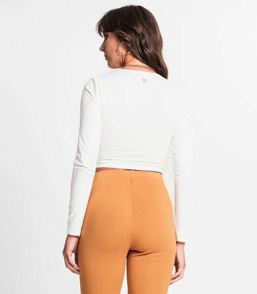 Blusa Manga Longa Feminina Em Cotton Leve Endless Bege