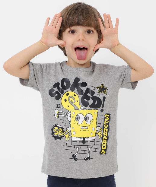 Image_Camiseta Infantil Bob Esponja Tam 4 a 10 Cinza