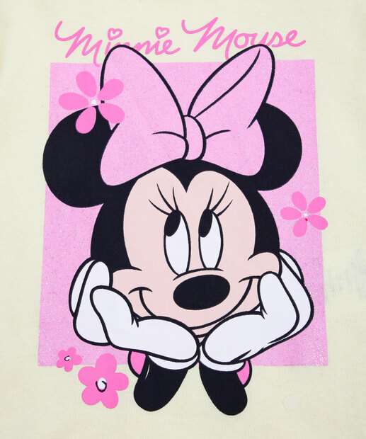 Camiseta Infantil Glitter Minnie Disney Tam 1 a 3